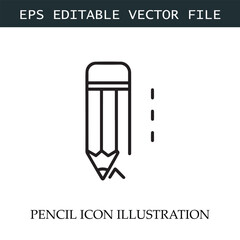 Pencil Icon Black and White Vector Design Image Illustration
