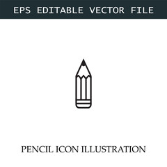 Pencil Icon Black and White Vector Design Image Illustration
