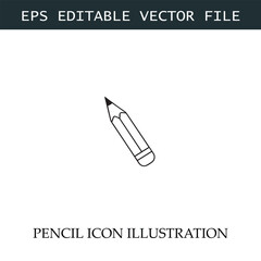 Pencil Icon Black and White Vector Design Image Illustration
