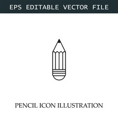 Pencil Icon Black and White Vector Design Image Illustration
