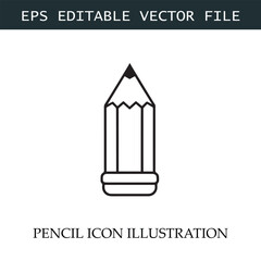 Pencil Icon Black and White Vector Design Image Illustration

