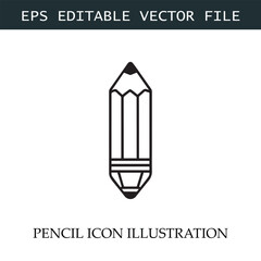Pencil Icon Black and White Vector Design Image Illustration
