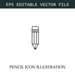 Pencil Icon Black and White Vector Design Image Illustration
