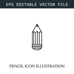 Pencil Icon Black and White Vector Design Image Illustration
