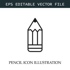 Pencil Icon Black and White Vector Design Image Illustration
