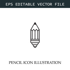 Pencil Icon Black and White Vector Design Image Illustration

