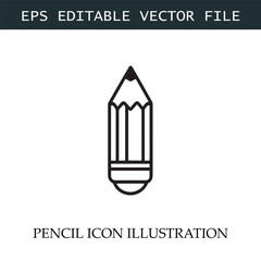 Pencil Icon Black and White Vector Design Image Illustration
