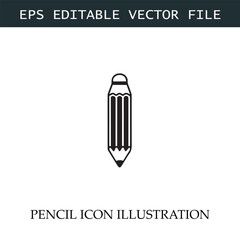 Pencil Icon Black and White Vector Design Image Illustration
