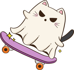 A cute halloween ghost cat skating