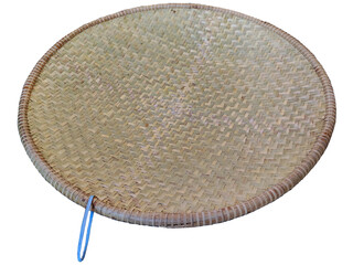 Round Bamboo Tray (Tampa / Nyiru) Isolated on White Background