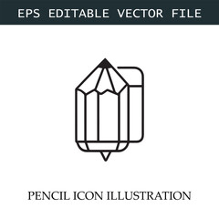 Pencil Icon Black and White Vector Design Image Illustration
