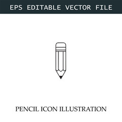 Pencil Icon Black and White Vector Design Image Illustration
