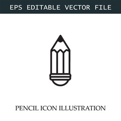 Pencil Icon Black and White Vector Design Image Illustration
