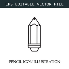 Pencil Icon Black and White Vector Design Image Illustration
