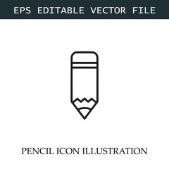 Pencil Icon Black and White Vector Design Image Illustration
