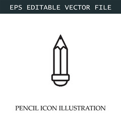 Pencil Icon Black and White Vector Design Image Illustration
