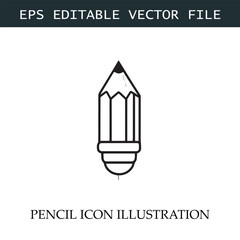 Pencil Icon Black and White Vector Design Image Illustration
