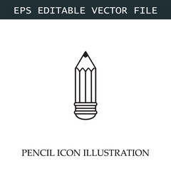 Pencil Icon Black and White Vector Design Image Illustration
