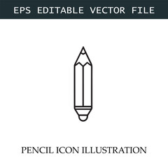 Pencil Icon Black and White Vector Design Image Illustration
