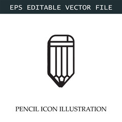 Pencil Icon Black and White Vector Design Image Illustration
