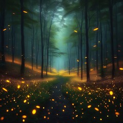 Firefly Synchronization forest at dusk