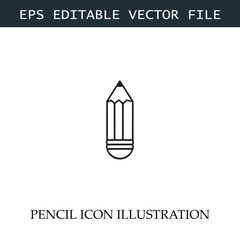 Pencil Icon Black and White Vector Design Image Illustration
