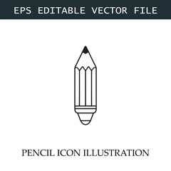 Pencil Icon Black and White Vector Design Image Illustration
