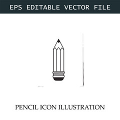 Pencil Icon Black and White Vector Design Image Illustration

