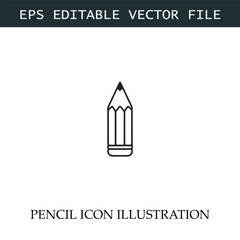 Pencil Icon Black and White Vector Design Image Illustration
