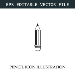 Pencil Icon Black and White Vector Design Image Illustration
