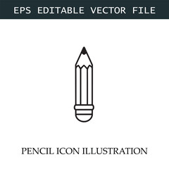 Pencil Icon Black and White Vector Design Image Illustration
