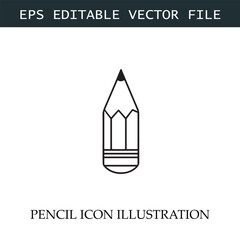 Pencil Icon Black and White Vector Design Image Illustration
