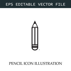 Pencil Icon Black and White Vector Design Image Illustration
