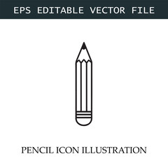 Pencil Icon Black and White Vector Design Image Illustration
