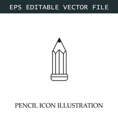 Pencil Icon Black and White Vector Design Image Illustration
