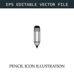 Pencil Icon Black and White Vector Design Image Illustration
