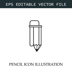 Pencil Icon Black and White Vector Design Image Illustration
