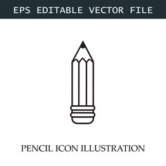Pencil Icon Black and White Vector Design Image Illustration
