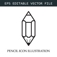 Pencil Icon Black and White Vector Design Image Illustration
