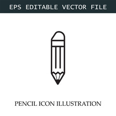 Pencil Icon Black and White Vector Design Image Illustration

