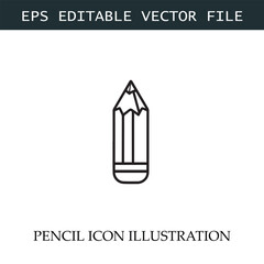 Pencil Icon Black and White Vector Design Image Illustration
