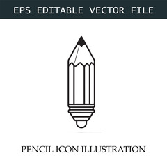 Pencil Icon Black and White Vector Design Image Illustration
