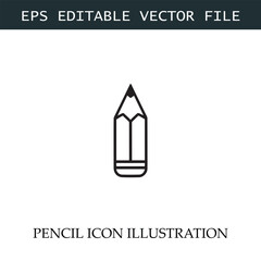 Pencil Icon Black and White Vector Design Image Illustration
