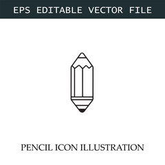Pencil Icon Black and White Vector Design Image Illustration
