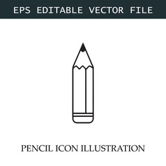 Pencil Icon Black and White Vector Design Image Illustration
