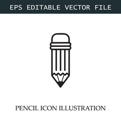 Pencil Icon Black and White Vector Design Image Illustration
