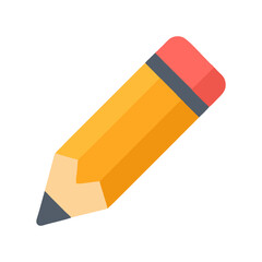 Flat Design Pencil Icon Isolated on Light Background
