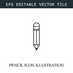 Pencil Icon Black and White Vector Design Image Illustration
