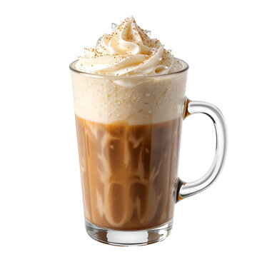 glass of frappuccino or cappucino frappe isolated on transparent png