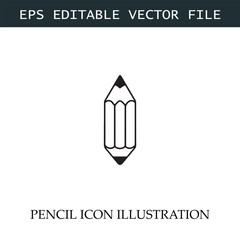 Pencil Icon Black and White Vector Design Image Illustration
